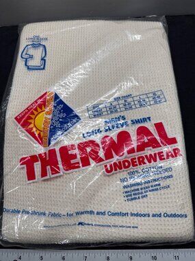 Mens Thermal Long Sleeve Shirt 100% Cotton XL 46-48 Pre-Shrunk Fabric Durable Wa